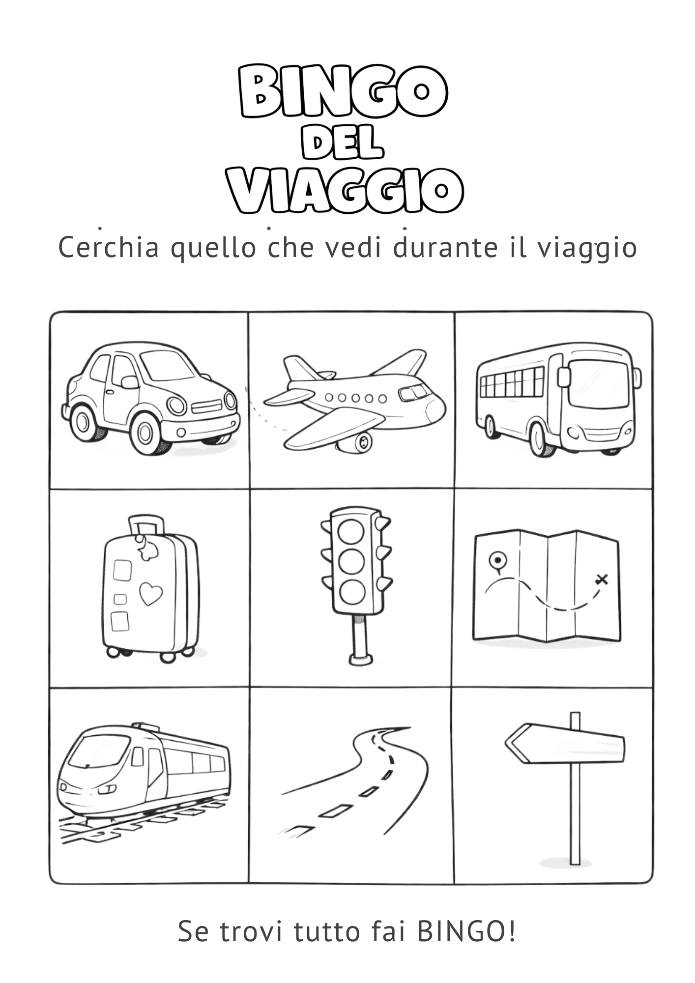 GIOCHI DA FARE IN VIAGGIO - attività per bambini 3-5 anni (PDF stampabile)