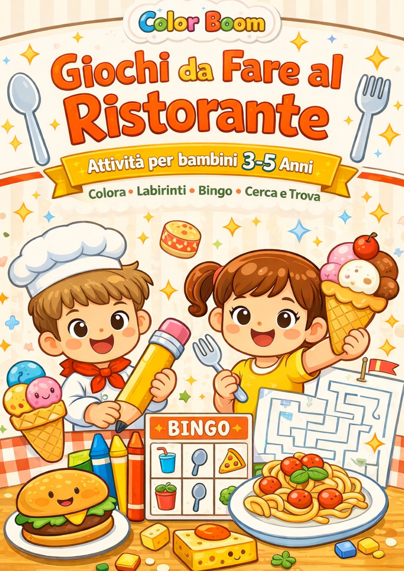 GIOCHI DA FARE AL RISTORANTE - attività per bambini 3-5 anni (PDF stampabile)