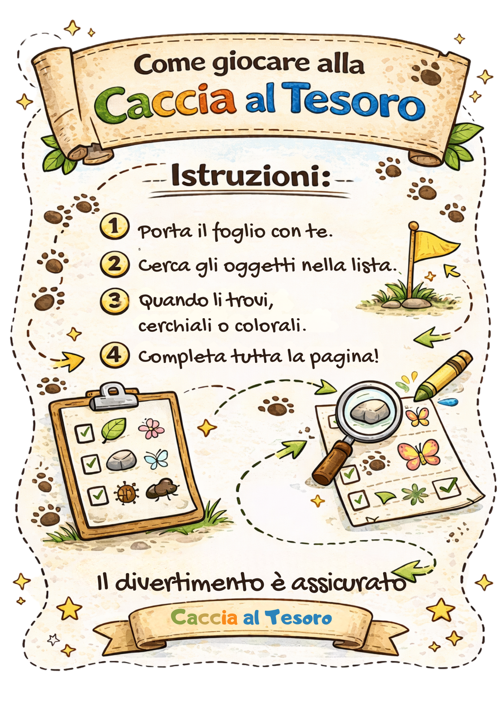 CACCIA AL TESORO PER BAMBINI - attività per bambini 3-5 anni (PDF stampabili)