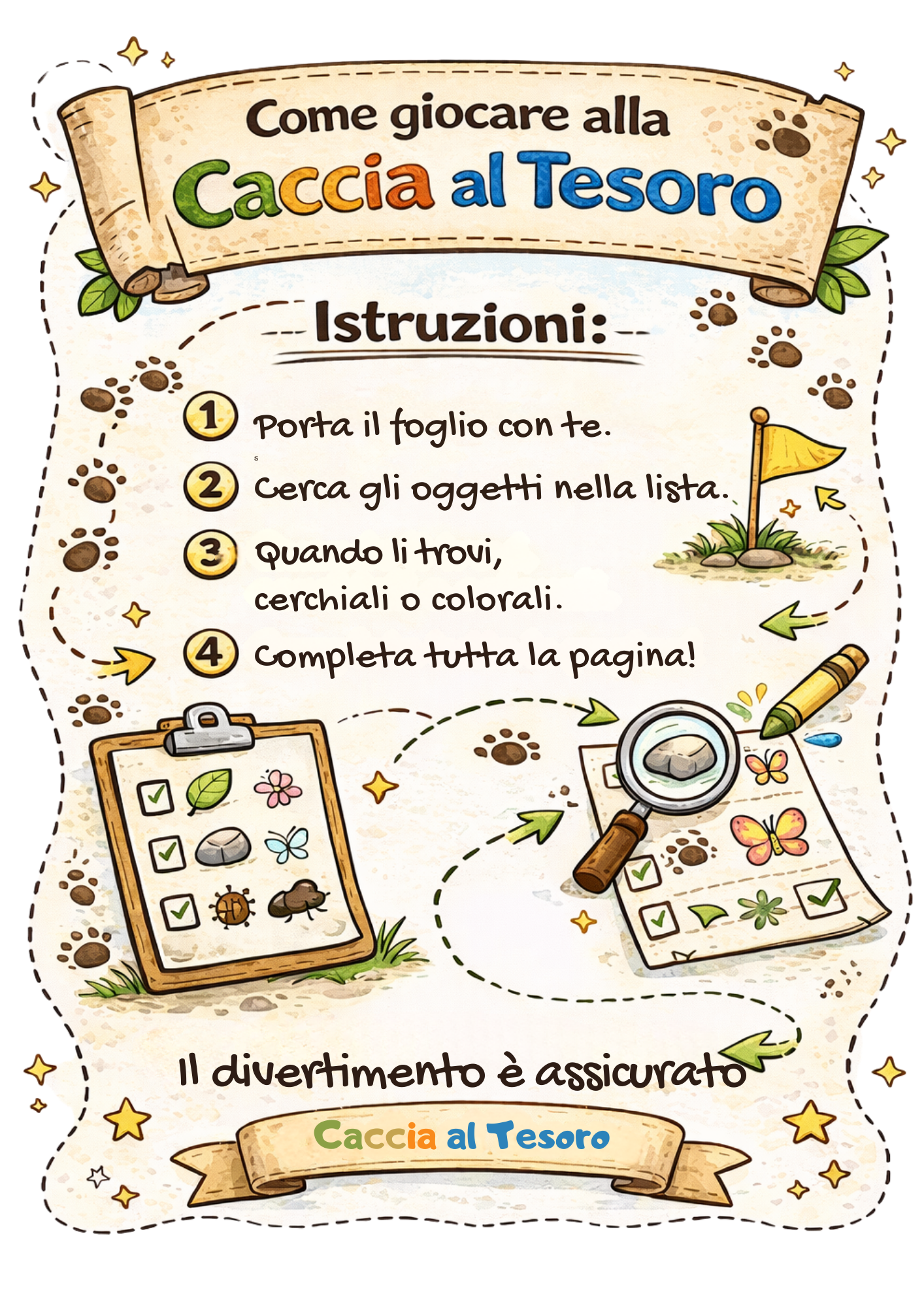 CACCIA AL TESORO PER BAMBINI - attività per bambini 3-5 anni (PDF stampabili)