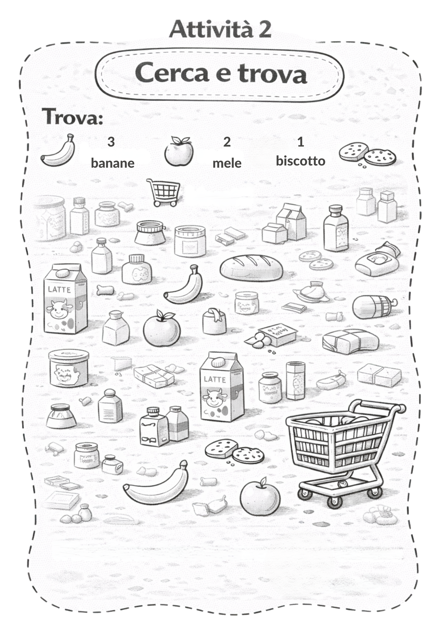 GIOCHI DA FARE AL SUPERMERCATO - attività per bambini 3-5 anni (PDF stampabile)